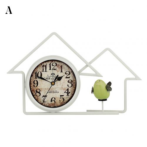 Retro colgante Vintage relojes país de Casa de hierro antiguo relojes mudo escritorio relojes de alarma para la sala de Decoración de casa: White A