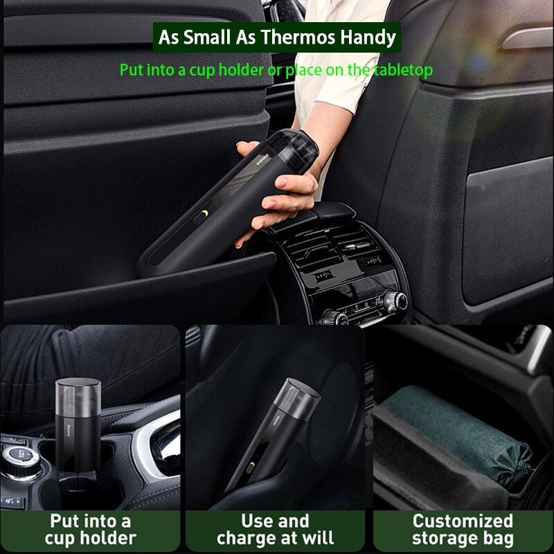 Baseus-Robot aspirador A2 Mini, inalámbrico, de mano, automático, 5000Pa, carga tipo C, para limpieza de hogar, coche y oficina