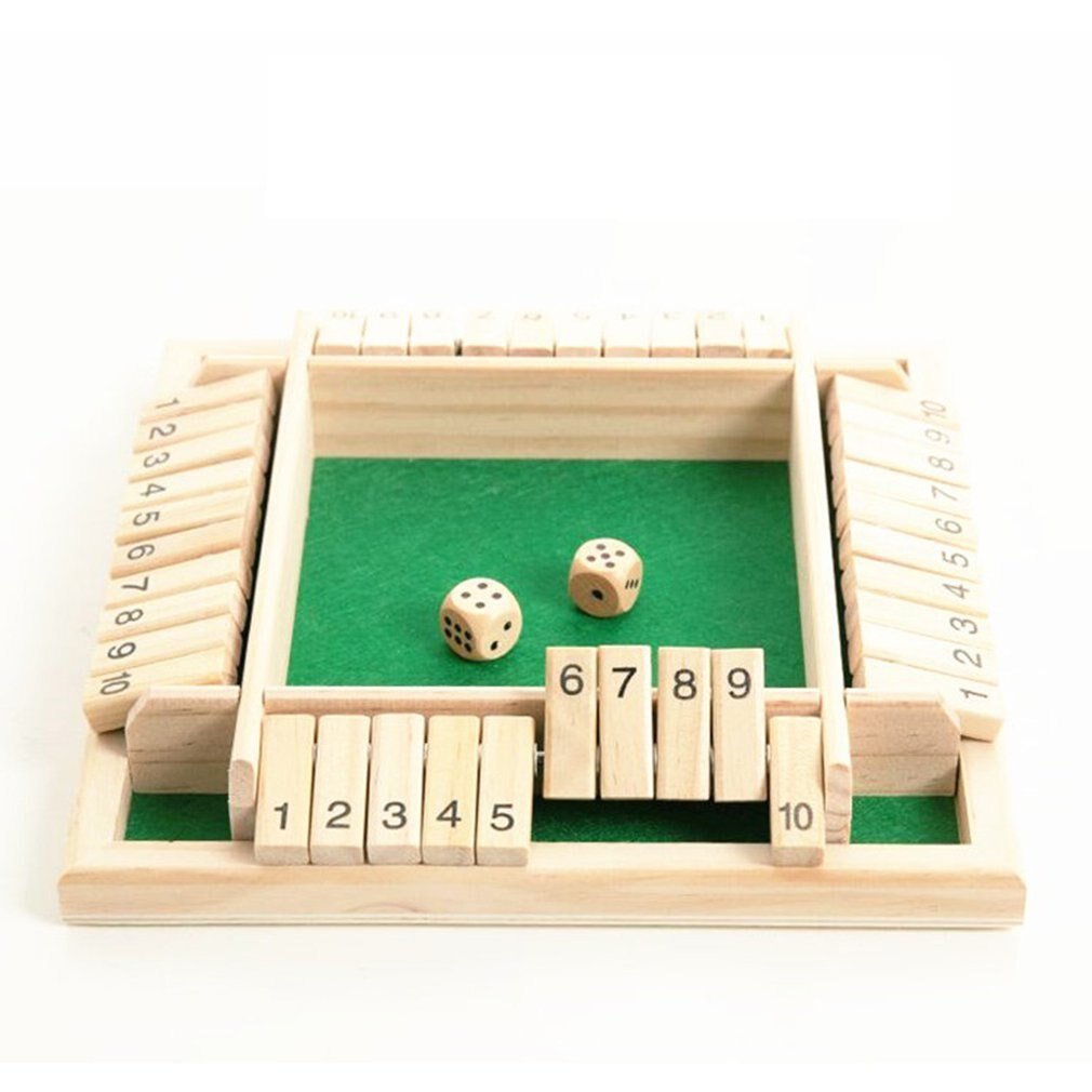 1 Set Houten Traditionele Vierzijdige 10 Nummer Pub Bar Board Dice Party Grappig Spel Speelgoed Vierzijdig Flop houten Nummer Spel Speelgoed