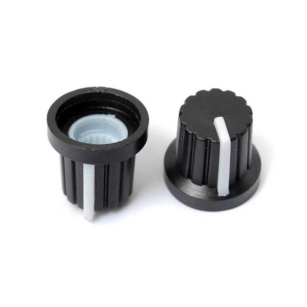 Zlinkj 10 Stuks 6 Mm Plastic Shaft Hole Dia Schroefdraad Gekartelde Potentiometer Knoppen Caps