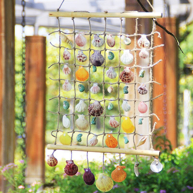 Mediterranean Style Curtain Wall Mural Decoration Natural Sea Shells Marine Bar Ornament Zakka Home Decor