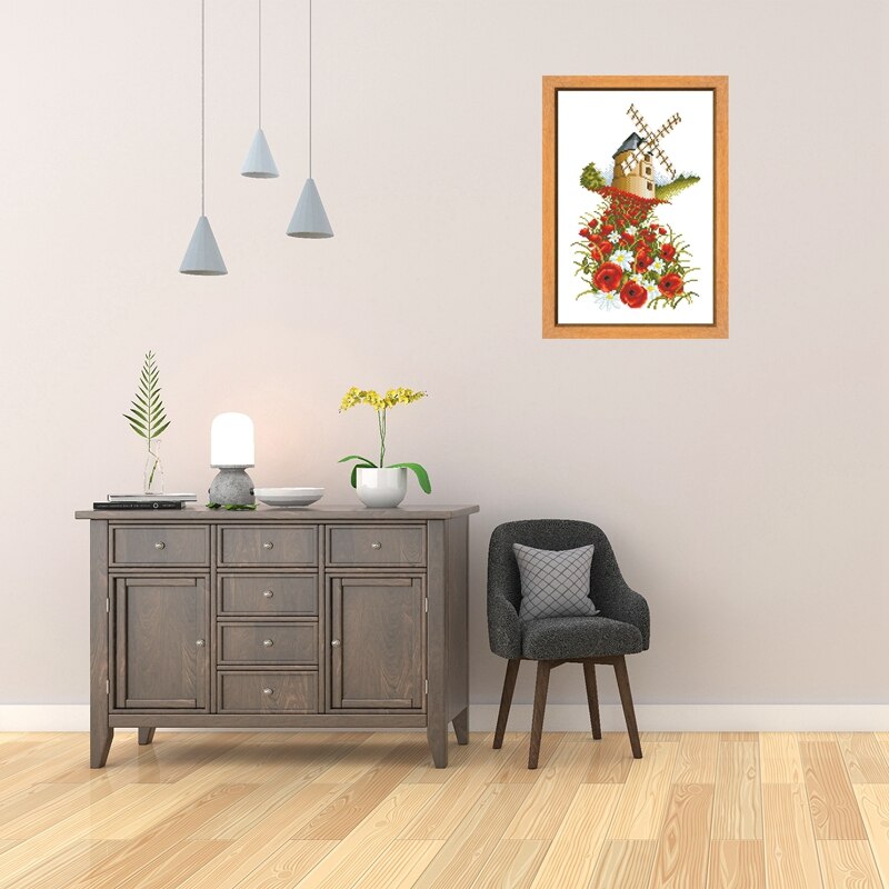 Poppy mill cross-stitch kits package 18ct 14ct 11ct white cloth cotton thread embroidery DIY cross stitch needlework