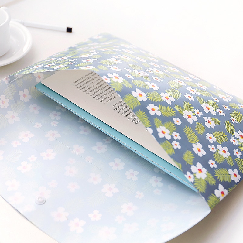 Durable Briefcase Folder Snap Flower File Bag Paper A4 School Stationery Shop Office Supplies 1 Piece