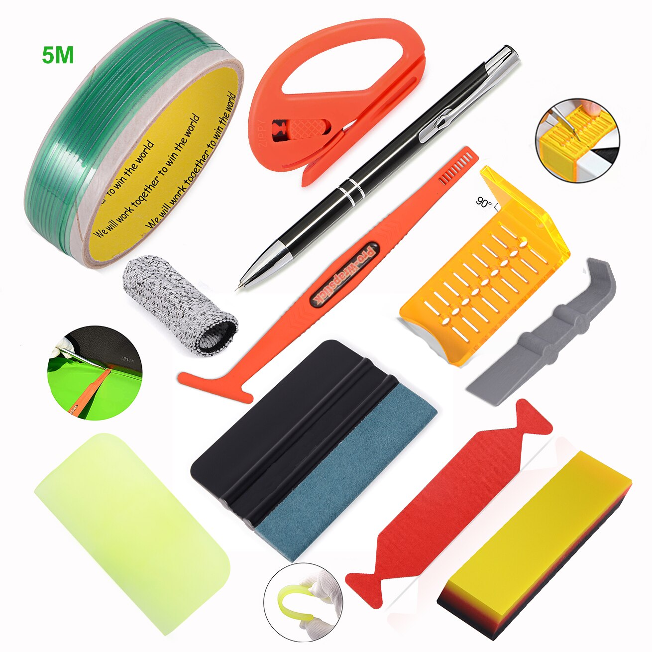 FOSHIO Auto Zubehör Kit Carbon Fiber Vinyl Wrapping Werkzeuge Auto Film Aufkleber Wrap Schaber Messer Fenster Tönung Rakel Set: Set 10