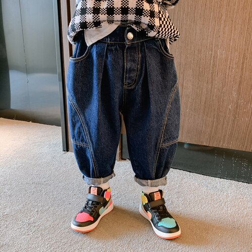 Drenge bomuld afslappet jeans stil børns efterår harembukser koreanske børns bukser børnetøj: 8