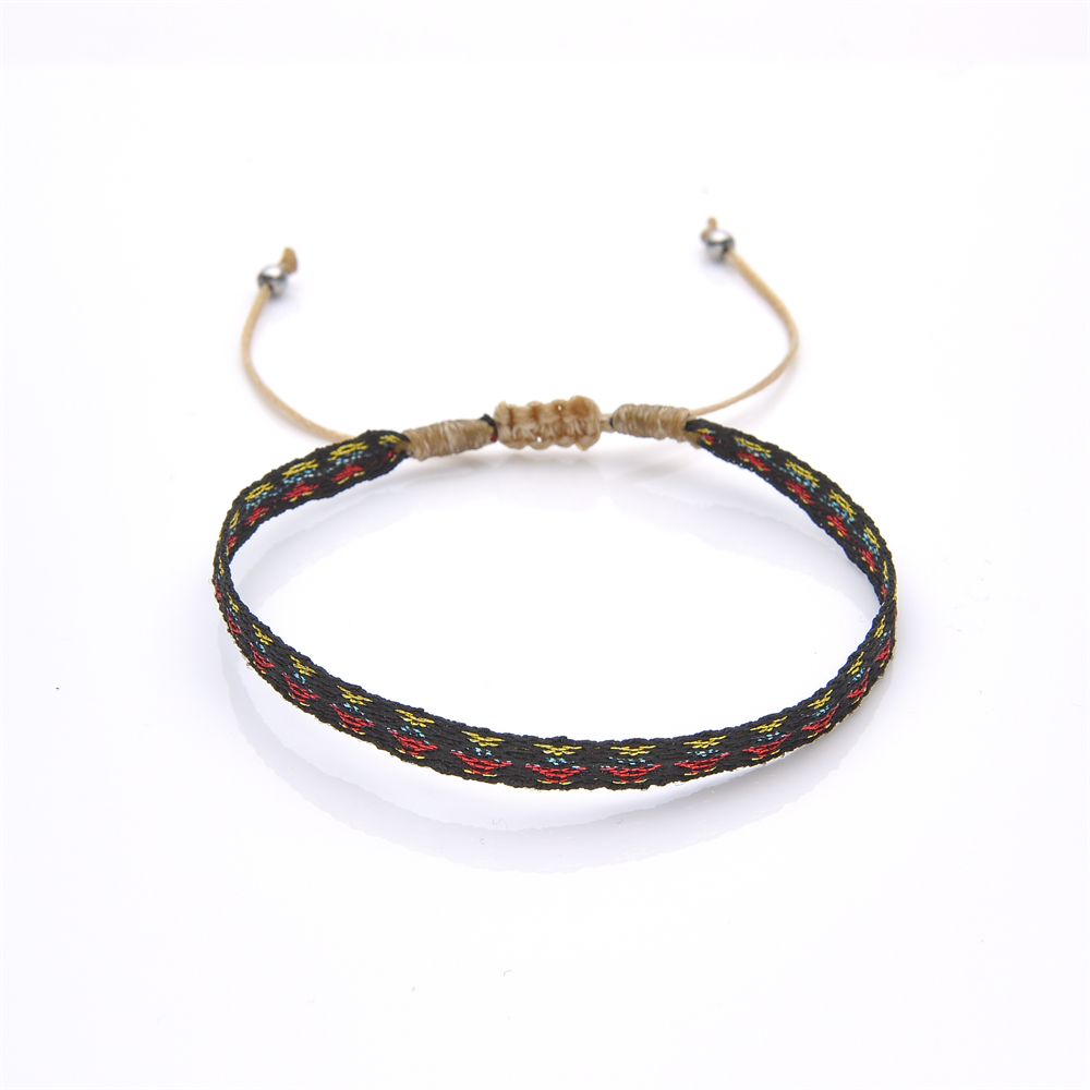 KKBEAD Colombia Armband Stof Armbanden Vrouwen Mannen Handgemaakte Gevlochten Polsband Vintage Pulseras Boho Sieraden: Imitation Rhodium Plated