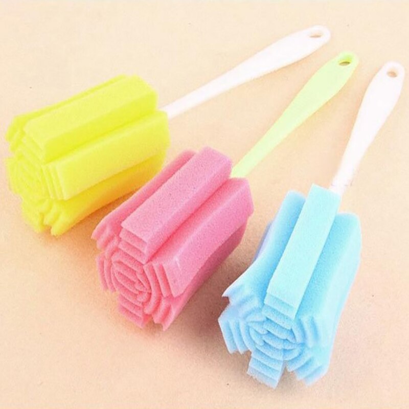 1Pcs Kids Fles Spons Borstel Glas Pot Wassen Keuken Schoonmaken-Tool Spons Borstel Voor Wijnglas Fles Voeden leveranties