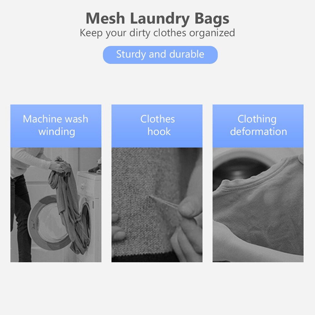 4 Size Washing Machine Laundry Bag Mesh Underwear Drawstring Bra Socks Wash Foldable Dirty Capacity Clothes Storage Household