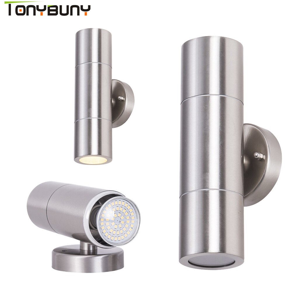 exterior Stainless steel led wall sconces lamp up down outdoor Wall light with gu10 bulb replace Two side led porch lights