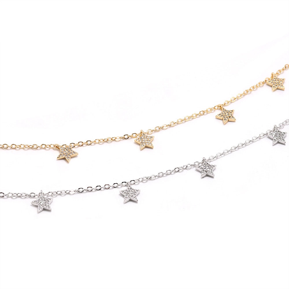 Mode Kubieke Zirkoon Goud Kleur 5 Ster Hanger Ketting Crystal Karwei Sterren Ketting Voor Vrouwen Sieraden