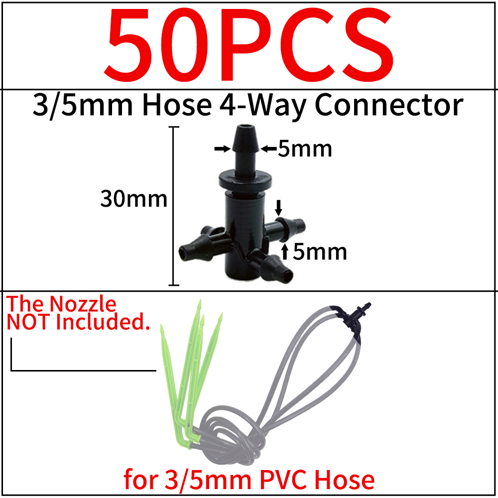 Oasis Garden Irrigation Connector Barbed Single Double Tee Elbow Drip Arrow Cross Coupling Watering Fitting for 3/5 4/7mm Hose
