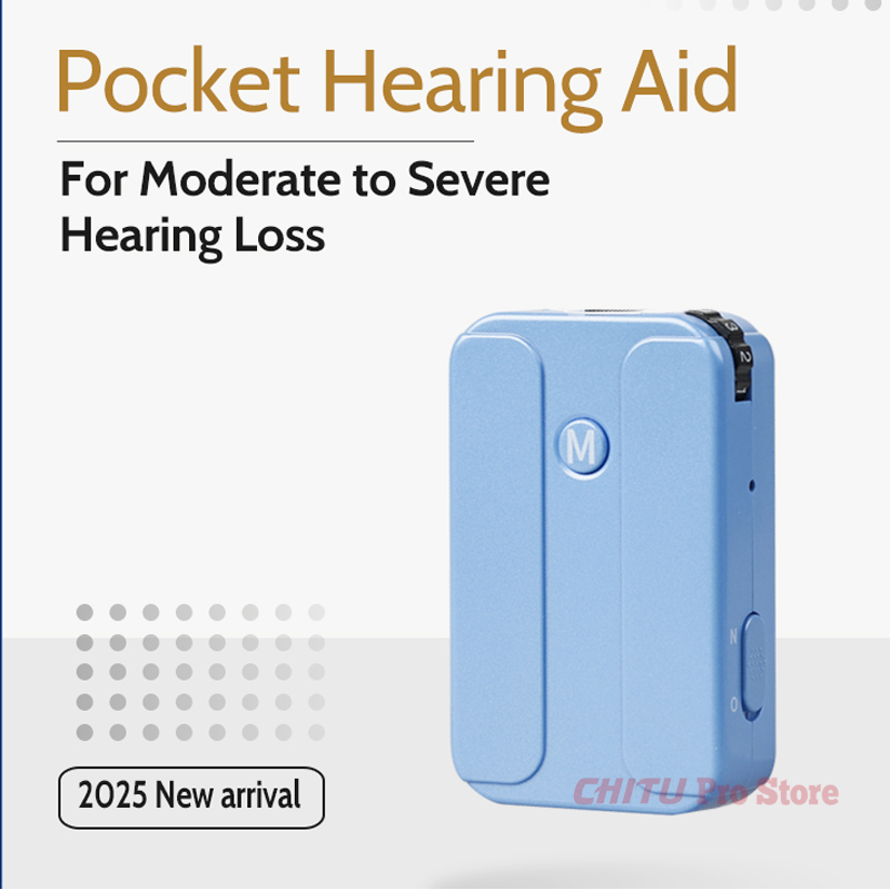 Powerful Rechargeable Pocket Hearing Aids for Moderate to severe Deafness Headphones Portable Pocket Talker