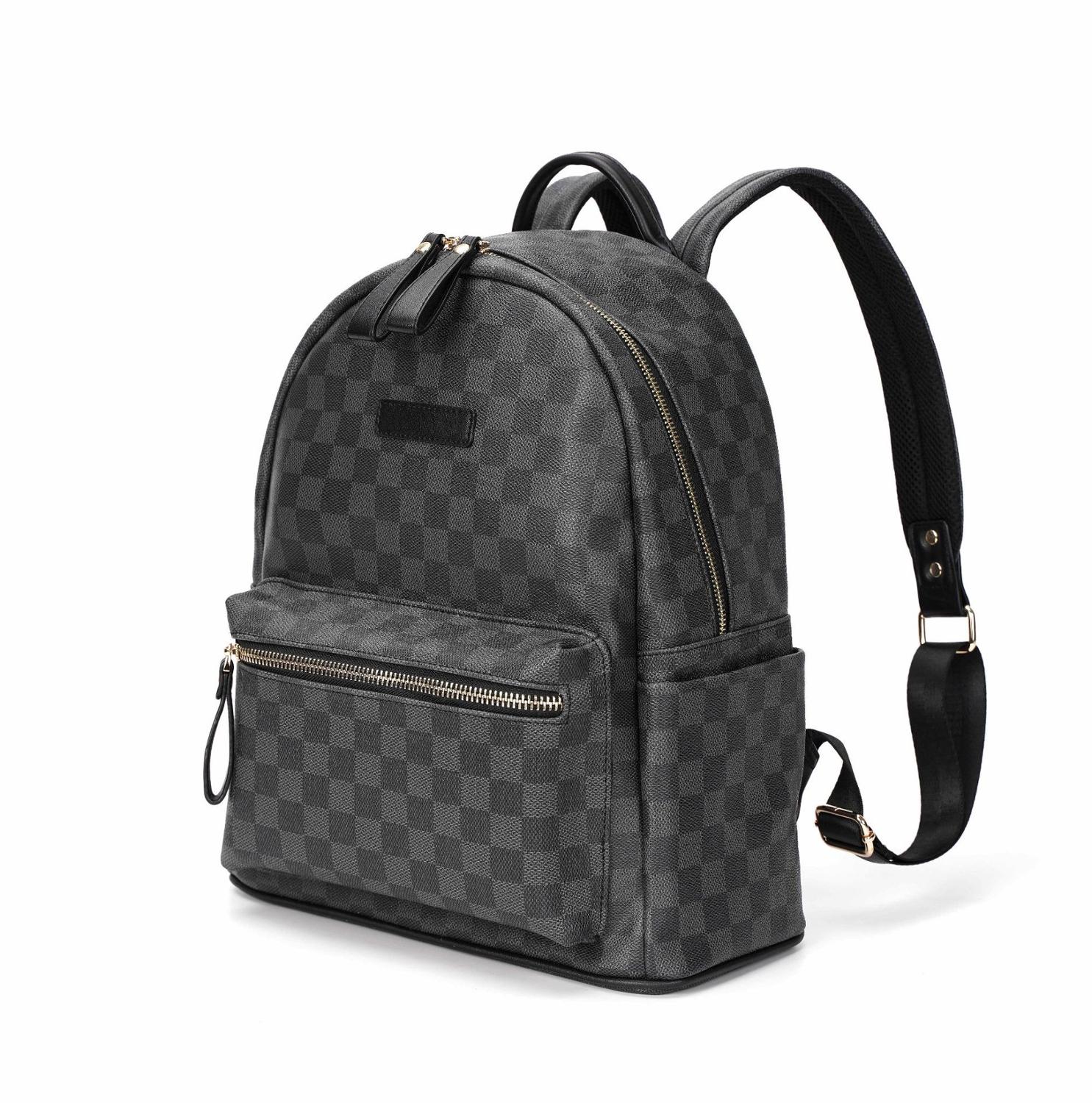 Unisex Waterproof Leather Men's Backpack Schoolbag Plaid Leather Backpack Large Capacity Travel Laptop Mochila Backpack For Male