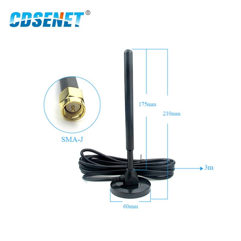 433MHz Wifi Antenne SMA-J High Gain 5dbi Magnetische Base 3m Feeder Externe Kabel Sucker Omnidirectionele Wifi Antenne Aeria