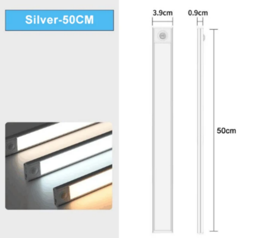 Lampe LED avec capteur de mouvement, Rechargeable par USB type-c, pour armoire de cuisine, éclairage d'armoire, 20cm/30cm/40cm/50cm: Bleu marine