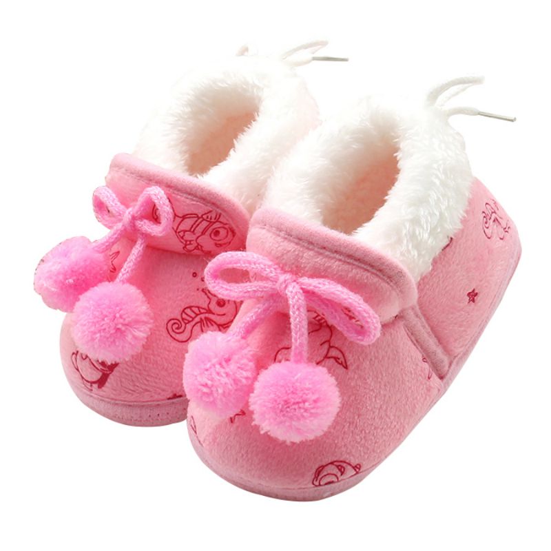 Vinter baby drenge piger bomuld sko plys varme støvler 0-18 måneder: Lyserød / 7-12 måneder