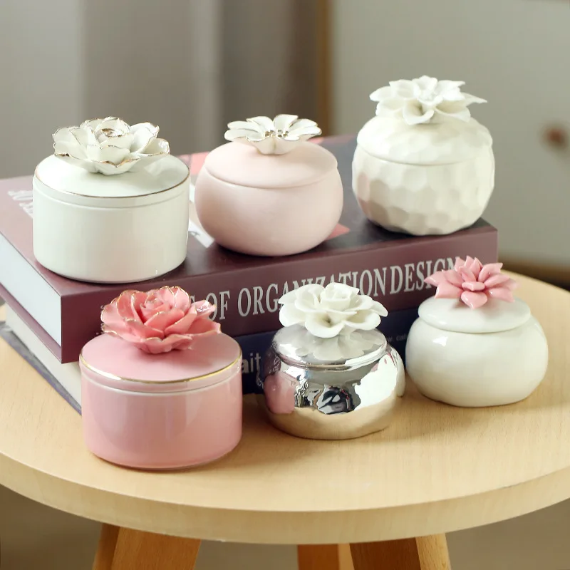 Velas aromáticas de flor de cerezo de soja de lujo, decoración de tarro de fragancia de cerámica de flores pintadas a mano Ins de estilo europeo