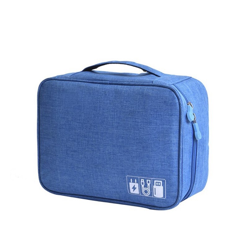 Wobag Polyester Mens Travel Electronic Accessories Travel Bag Organizer For Date Line SD Card USB Cable Digital Device Bag: Blue