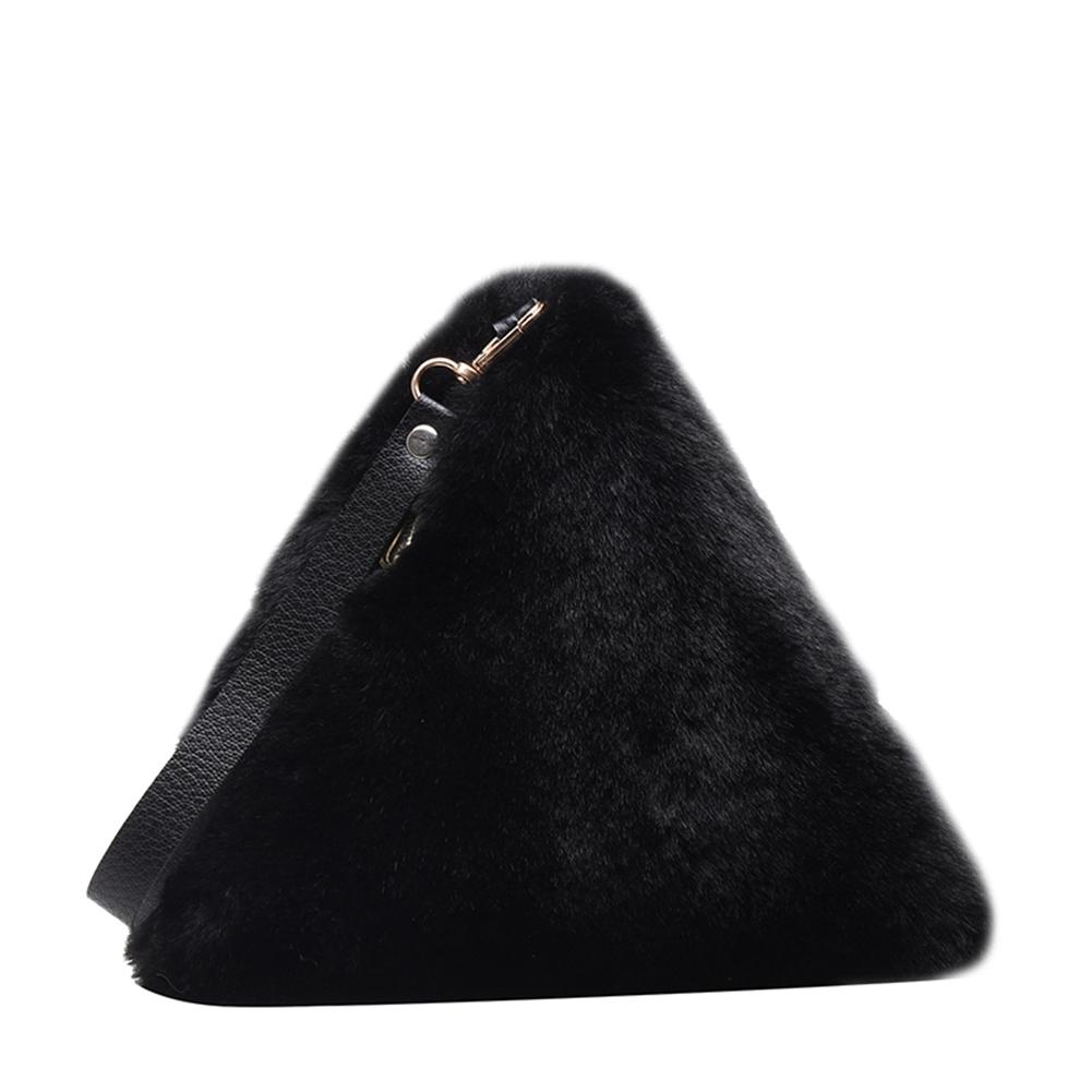 Handtassen Slijtvaste Mode Effen Kleur Handtas Vrouwen Pluche Clutch Driehoek Portemonnee Vrouwelijke Avondtasje: Default Title