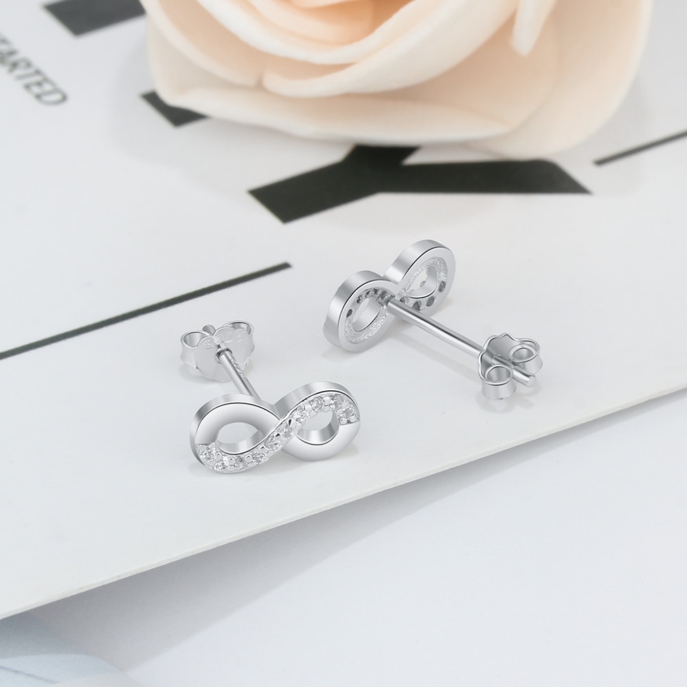 925 sterlina impostato Gioielli D'argento Infinito Amore Donne Zirconia Bracciali Anelli Orecchini Gioielli Da Sposa impostato (lam centro Fong)