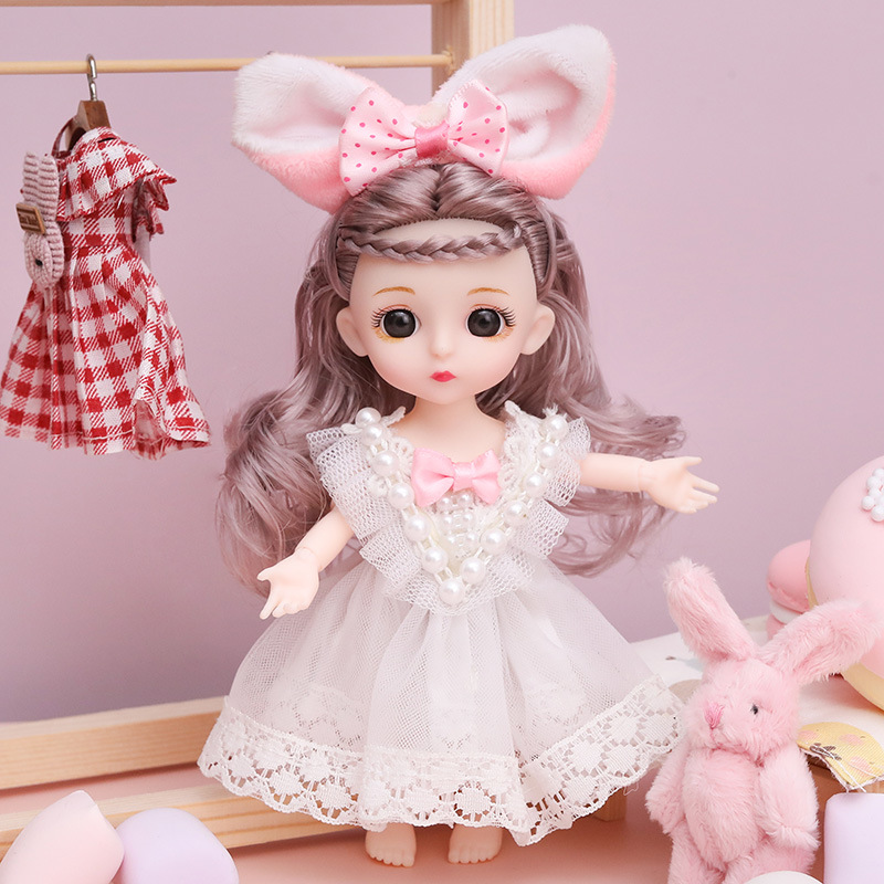 16cm Movable Joints Doll Princess Girl Children Toy Bjd Doll Full Set: 3