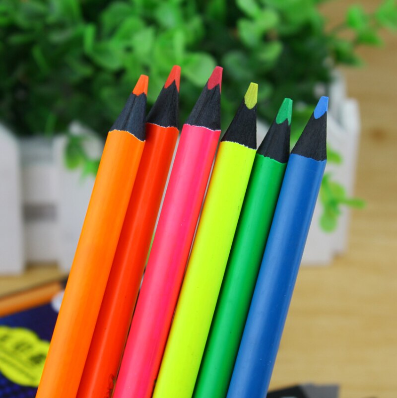 Marco Hyundai-lápices de colores fluorescentes para dibujo, lápiz triangular para colorear, póster de tarjeta de papel negro, papelería escolar