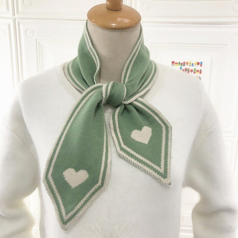 Forår strik uld kvinde tørklæde kærlig hjerte ren farve halstørklæde bufanda mujer hår tørklæde 95-9.5cm dame tørklæder hovedbeklædning