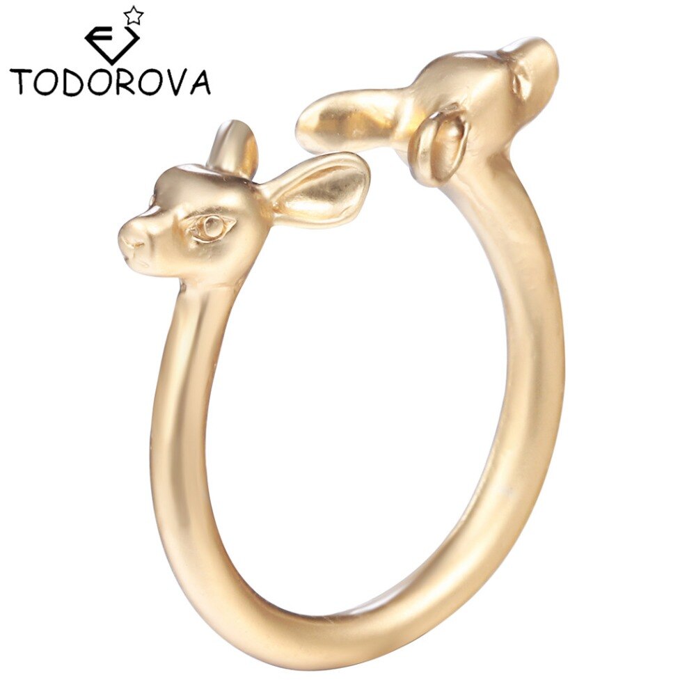 Todorova Regolabile Anello Animale Doppia Deer Femminile Anello Anello di Cerimonia Nuziale per le Donne del Regalo Dei Monili Dell'annata del Commercio All'ingrosso bijoux