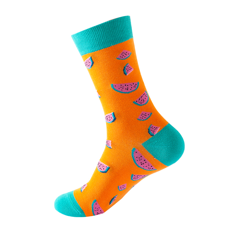 Calcetines felices de algodón para hombre y mujer, medias informales de Hip Hop Harajuku, fruta divertida, comida, tortilla, hamburguesa, aguacate, Sushi, cereza: Gris