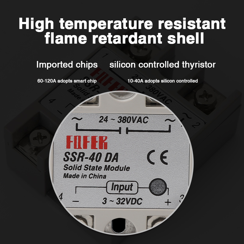 Relé de estado sólido 10A SSR 25A 40A salida 3-32VDC 24-480VAC 220V monofásico CC a CA 40A relé SSR disipador de calor SSR 40DA