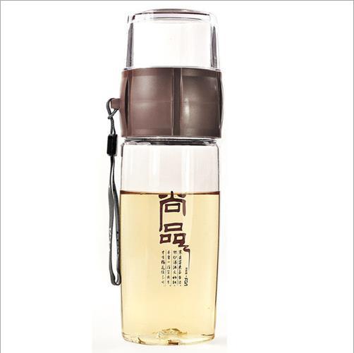 Botella de agua deportiva de plástico de 400ML, botella de infusión de té, tetera portátil de kungfú, colador de té chino para viajes al aire libre, gimnasio y Fitness: brown