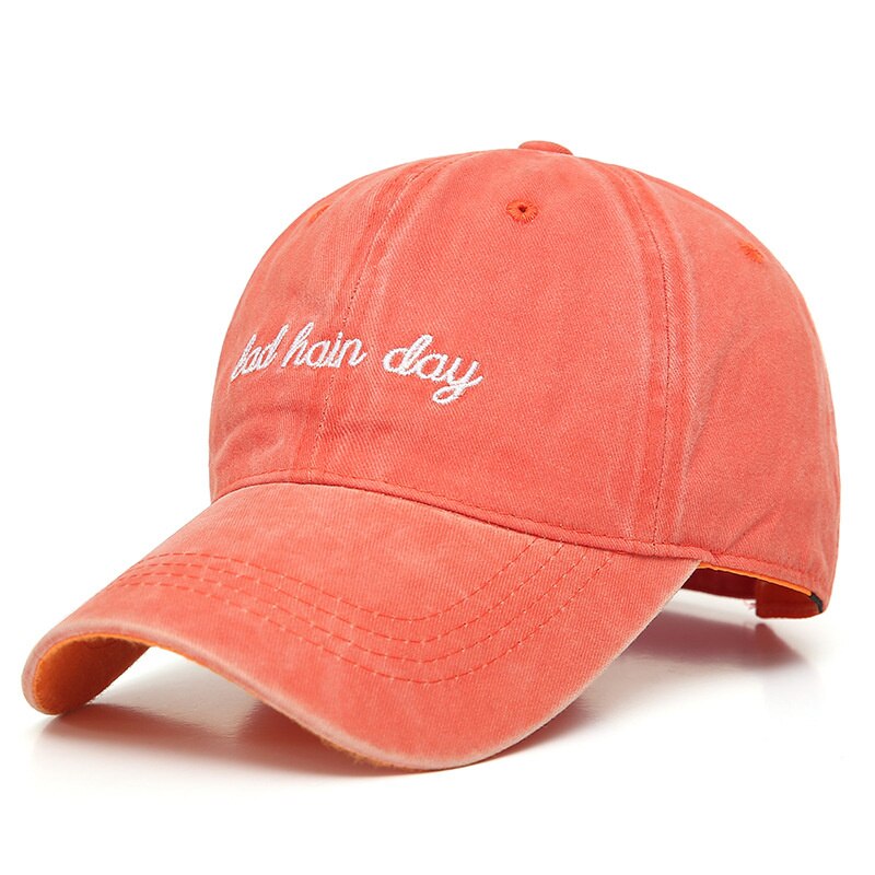 Gorra de béisbol vaquera para mujer, gorro de béisbol con bordado de letras de Bad Hard Day, lavado viejo, de verano, 2022: Orange