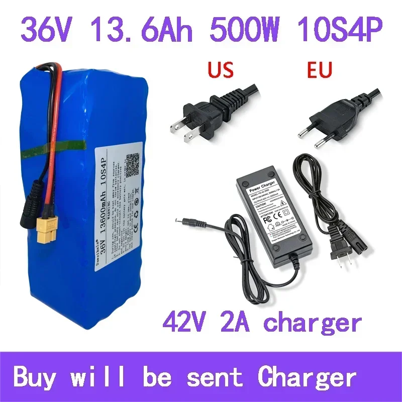 2025 Upgrade 10S4P 36 V 13600 mAh Lithiumbatterij Elektrische Scooter 18650 Batterij + Gratis Lader