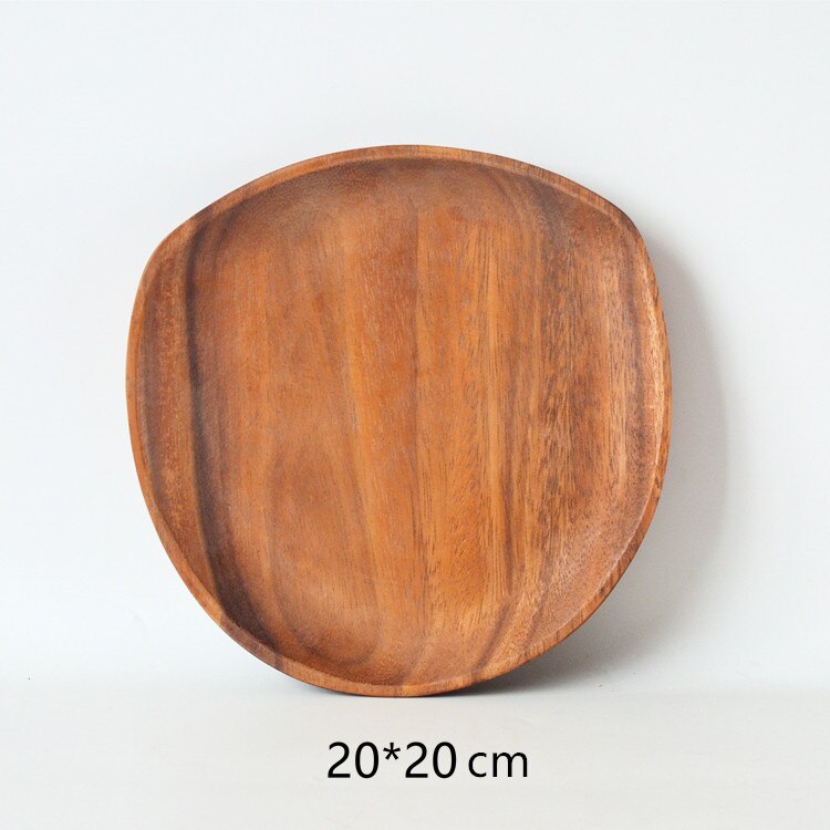 Massief Houten Onregelmatige Acacia Houten Plaat Houten Plaat Eenvoudige Stijl Snacks Dessertbord Taart Plaat Fruitschaal Hout Lade: C 20x20cm