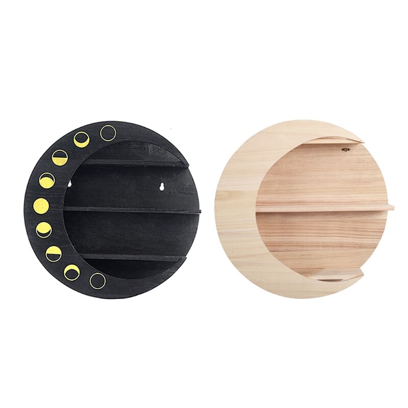 Moon Shape Wall Shelf 3 Tier Crescent Phase Display Shelves Wall Decor Hanging Storage for Living Room Bedroom Makeup