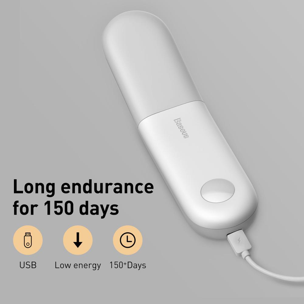 Baseus luz de noche LED inteligente PIR inteligente Sensor de movimiento lámpara LED USB recargable dormitorio armario Baño Luz De noche magnética