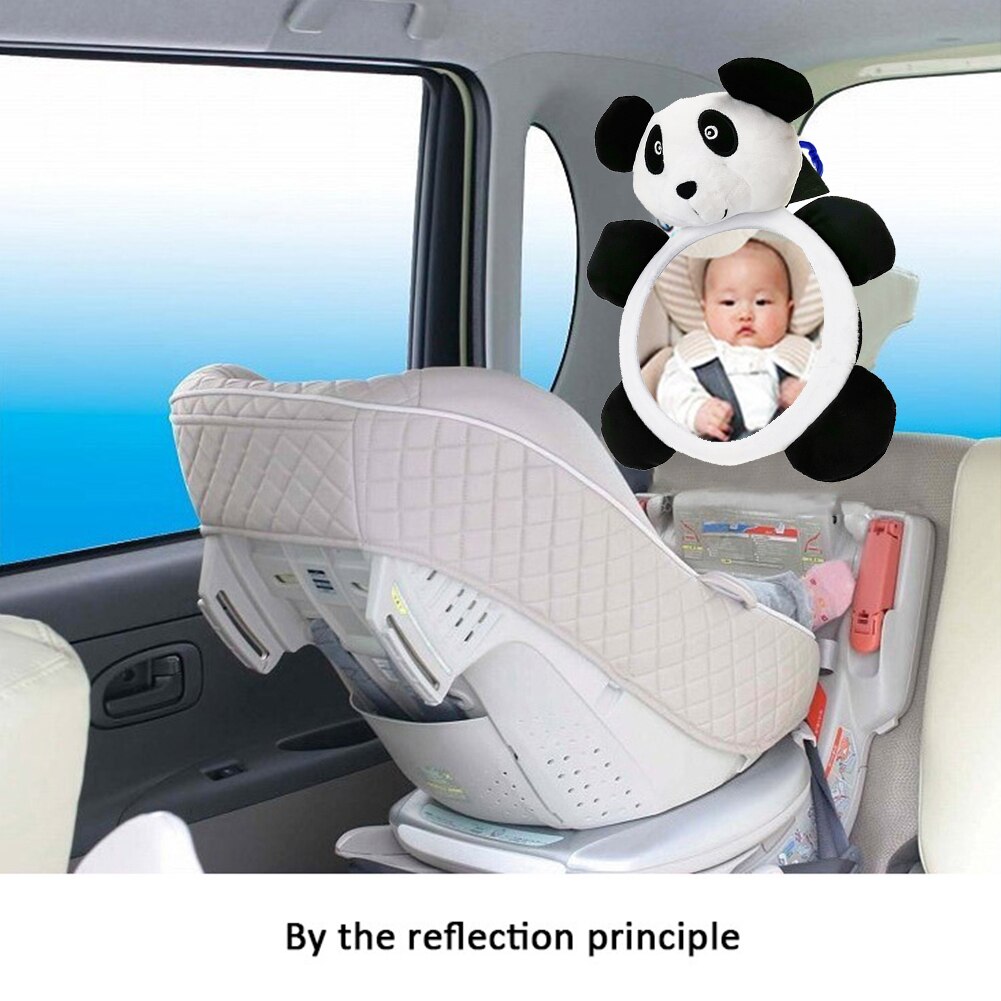 Wide vision bilinteriör babyspegel härlig tecknad panda elefantformad spädbarnsstol backspegel justerbara tillbehör
