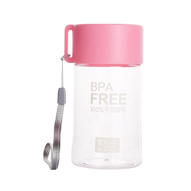 Mini Wasser Flasche Dicht transparent Wasser Flasche Tragbare Kleine Wasser Flaschen Mit Seil Für Studenten draussen Kunststoff Tasse: Rosa