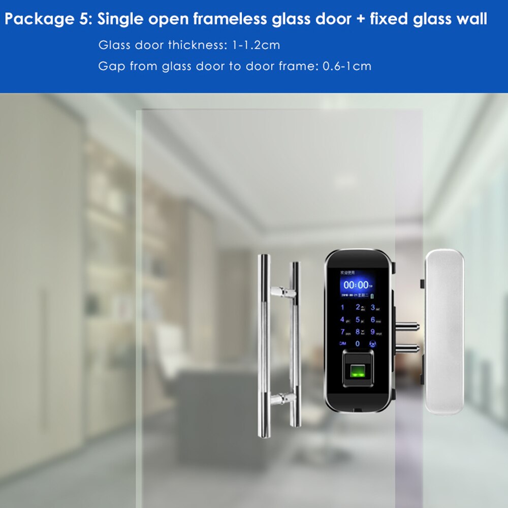 Fingerprint electronic door lock Office single/double door password lock fingerprint touch lock access control system: Cool black1