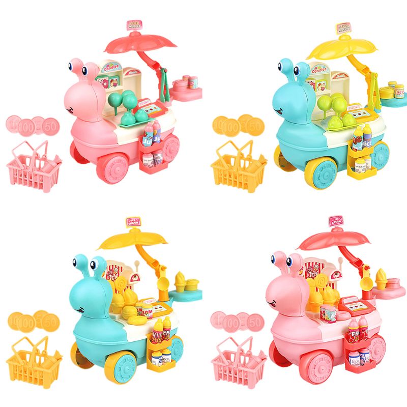 Snail Ice Cream Candy Pushable Car Girls Play House Role Play Game Toy Parent-child Interactive Assembled DIY Toys