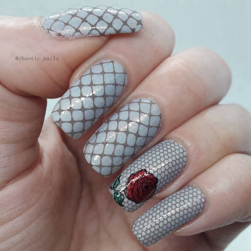 Beautybigbang Nail Art Stamping Plate Stainless Steel 12cm Butterfly Flower Plaid Bird Image Nail Stamping Template Mold XL-042