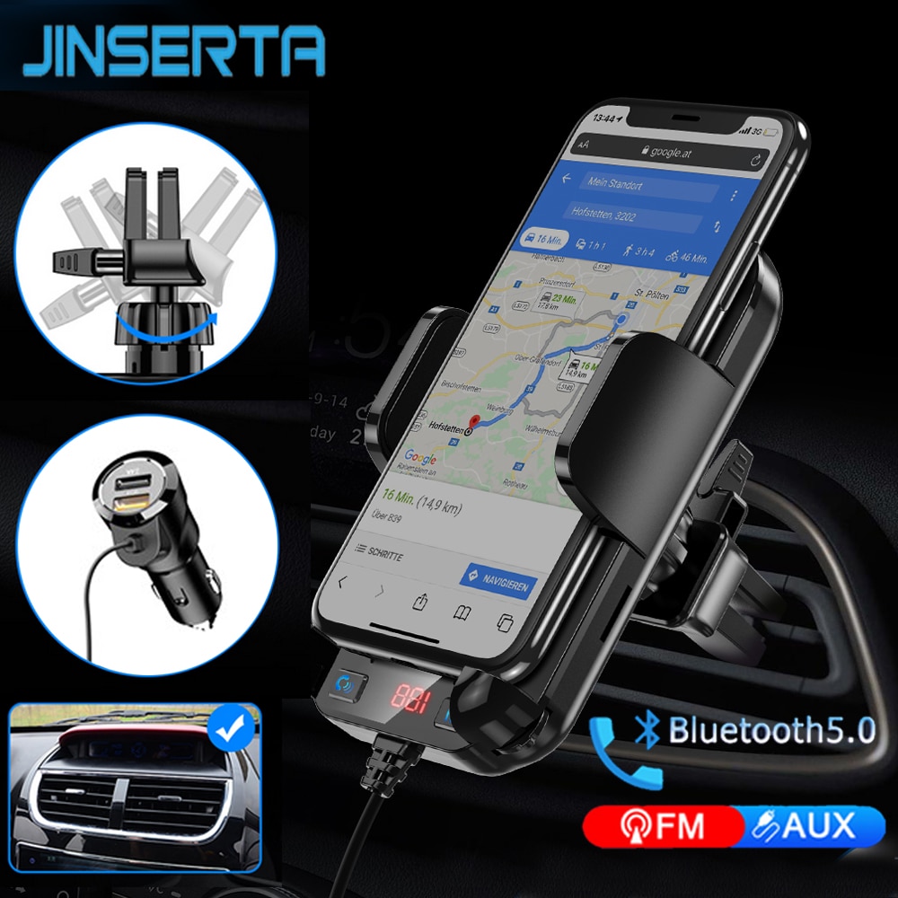Bluetooth 5,0 FM Sender w/Telefon Halfter Auto MP3 Spieler Wagen Bausatz Unterstützung TF Karte U Disk AUX Musik Spieler