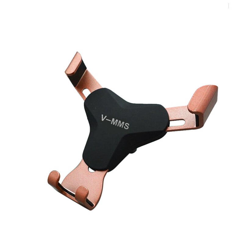 Biluttag triangel telefonfäste aluminium bil luftventil gravity mount hållare för mobiltelefon surfplatta: Rosa guld