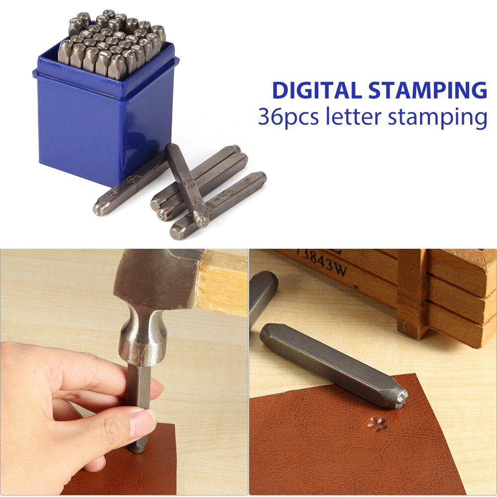 36Pcs Alfabet Nummers Stempelen Punch Staal Gereedschap Diy Digitale Letters Kit Diy Sieraden Goud Zilver Metalen Lederen Logo Stempel