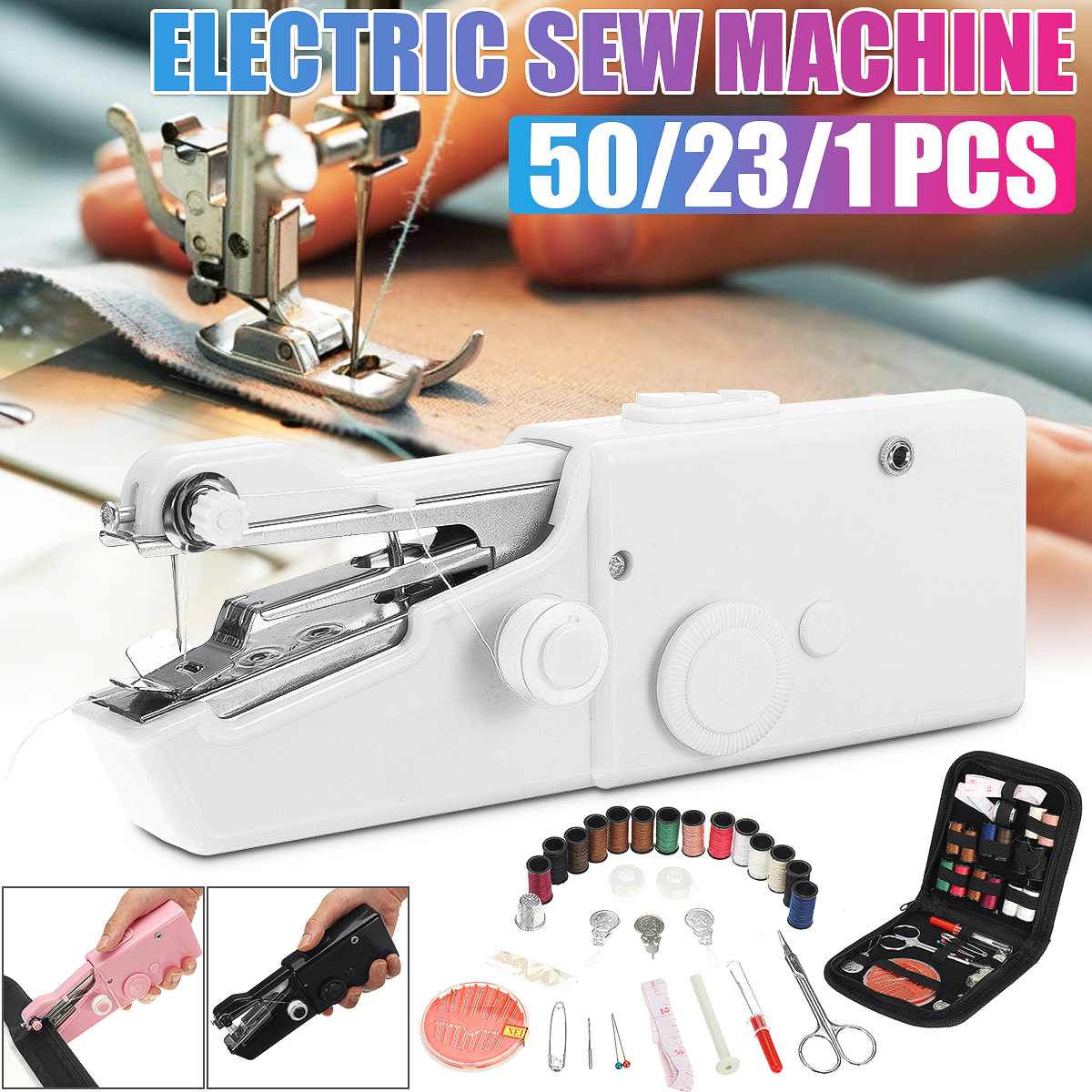 Portable Handheld Sewing Machine Cordless Electric Sewing Machine Set Home Sewing Quick Repair DIY Clothes Sewing Machine