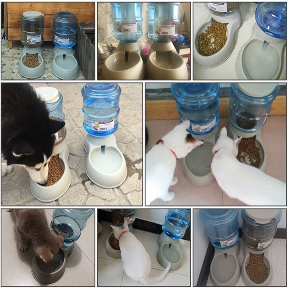 3.75L Cats Dogs Automatic Pets Feeder Self-Dispensing Gravity Dog Water Food Dispenser Bowl Pet Feeder and Automatic Drinkers