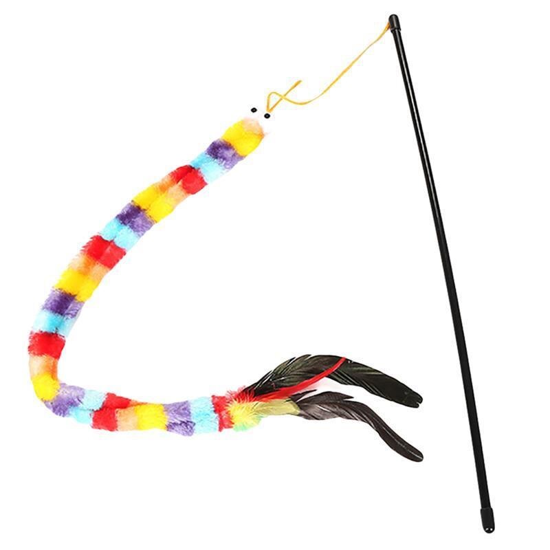 Funny Cat Toy Fishing Rod Kitten Cat Pet Toy Stick Teaser Rainbow Streamer Interactive Cat Play Wand With Feather Toys For Cats: 1