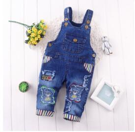 Bibicola 2020 primavera outono calças da criança criança infantil algodão denim macacão bebê meninos bib calças: Azul / 24 m