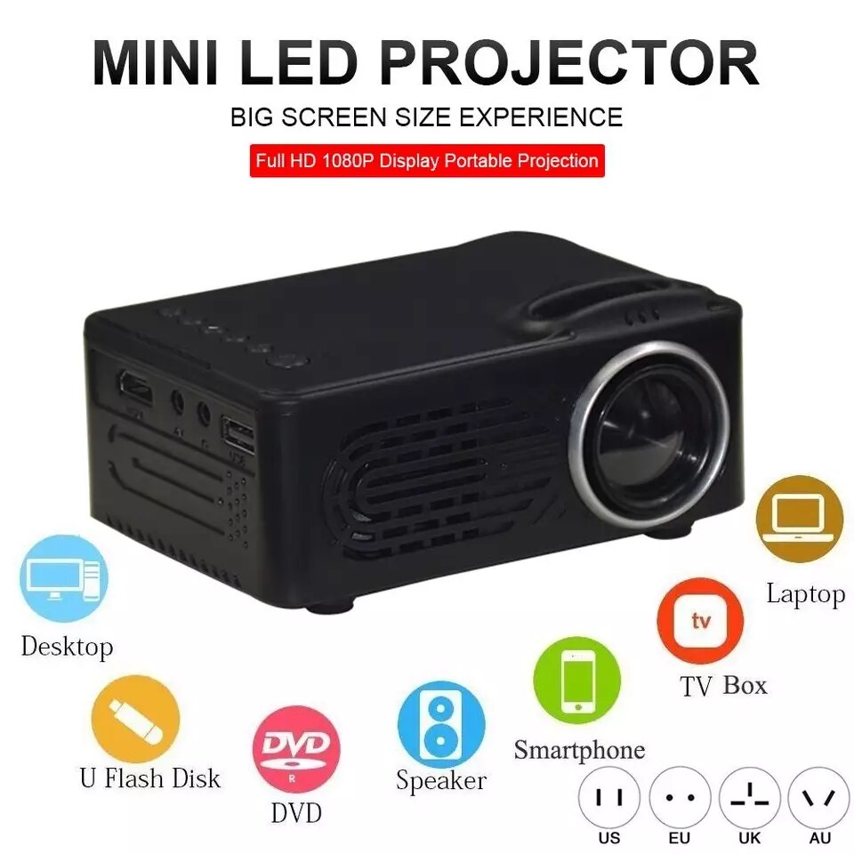 HD1080 Mini Battery Projector LCD LED Portable Projector Home Theatre Cinema LED USB Kids Child Video Media Player Portable