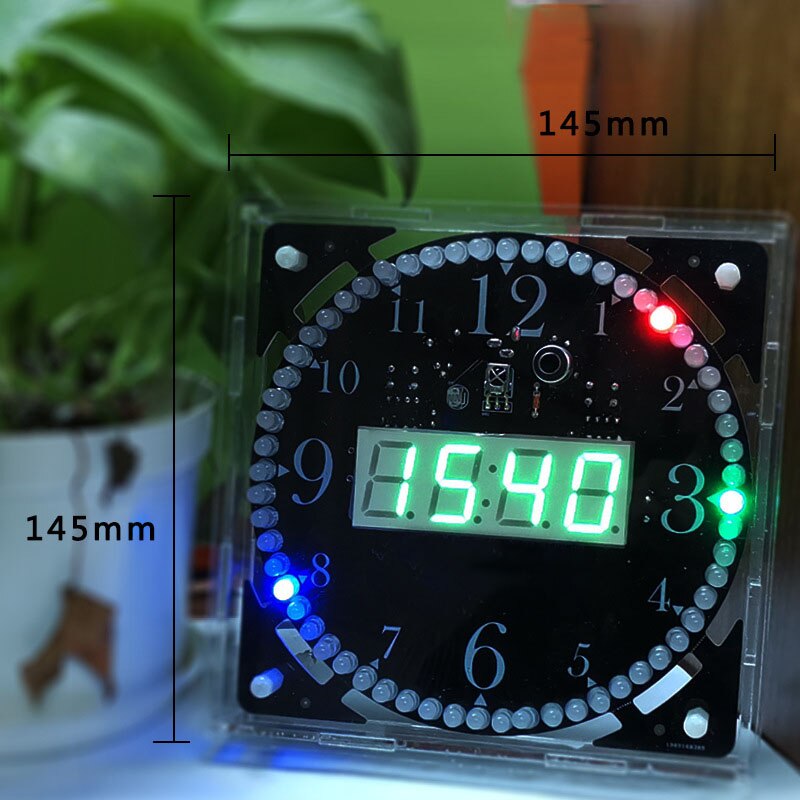 DIY Electronic Kit LED Clock Sodering Project Kit Colorful LED RGB Color Spectrum Music Alarm Clock Remote Control
